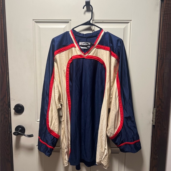 Bakka Sports Practice Jersey - Hockey Men's Blue Gold Red Used Large - Picture 1 of 9